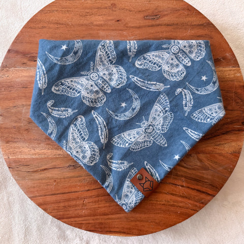 Moonlit Moth // Tie-On Snap Dog Bandana